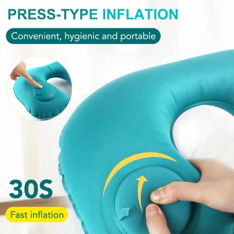 Press-type inflatable portable neck support