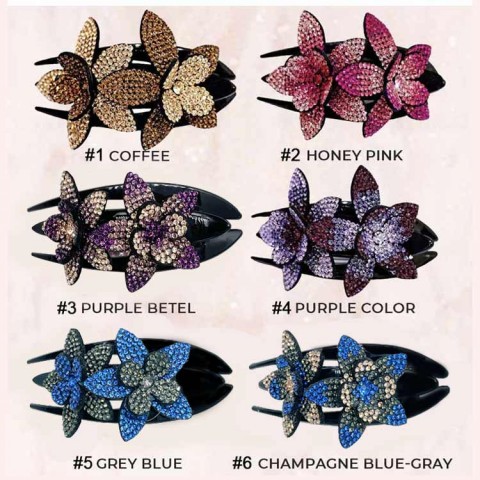 Rhinestone Double Flower Hair Clip-Bogo Sale