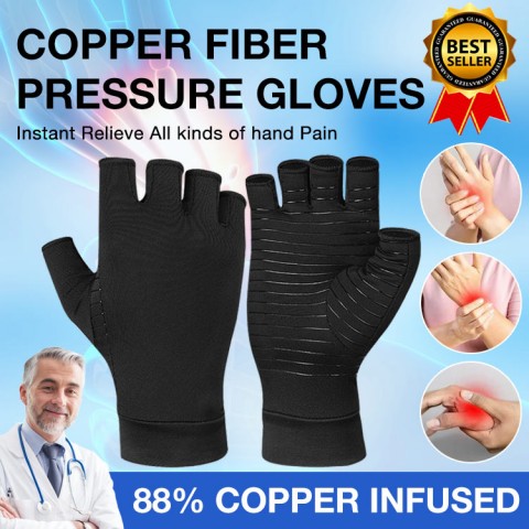 Copper fiber pressure gloves