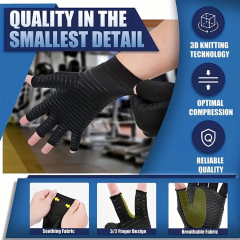 Copper fiber pressure gloves