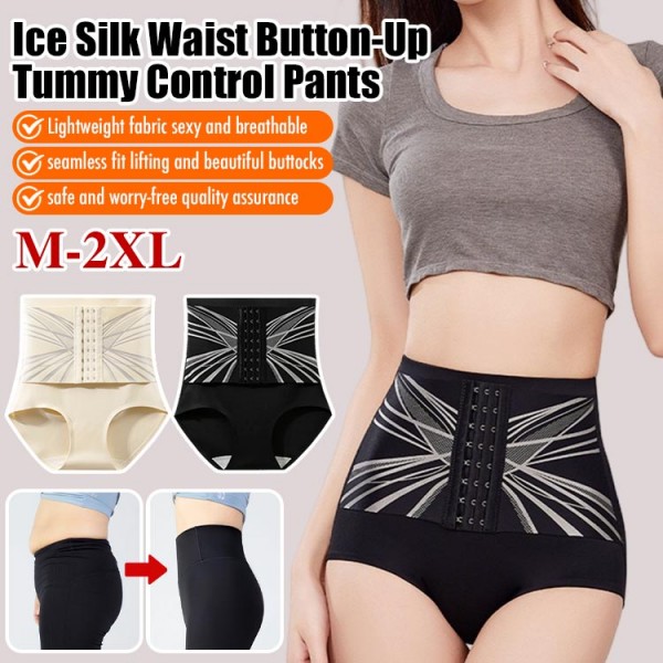 Ice Silk Waist Button-Up Tummy Control P..