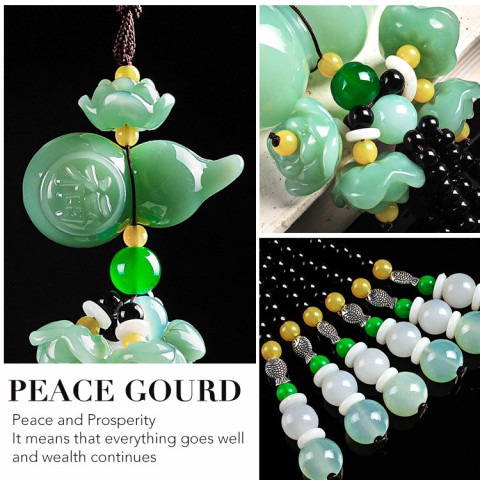 Green Jade Car Pendant Decoration House Door Window Charm Hanging Pendant