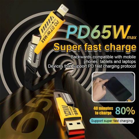 Four-in-one fast charging alloy data cable