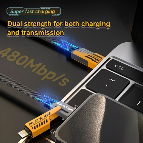 Four-in-one fast charging alloy data cable