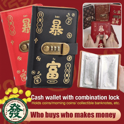 Cash wallet with combination lock