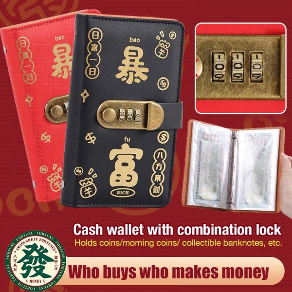 Cash wallet with combination lock