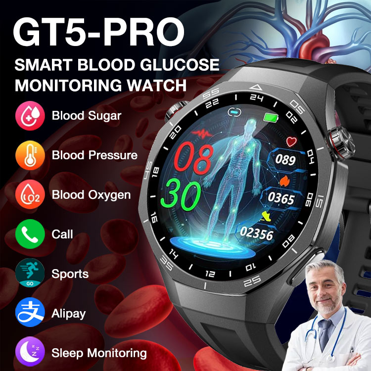 Mid-Year Great Sale-GT5-pro Smart Blood Glucose Monitoring Watch-Stay healthy-measure blood sugar levels, heart rate, sleep quality and other general health