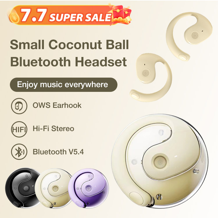 77 Super Sale 45% OFF-2024 TOP SALE One year warranty-Small Coconut Ball Bluetooth Headset-hifi sound quality, intelligent call noise reduction. 36h battery life