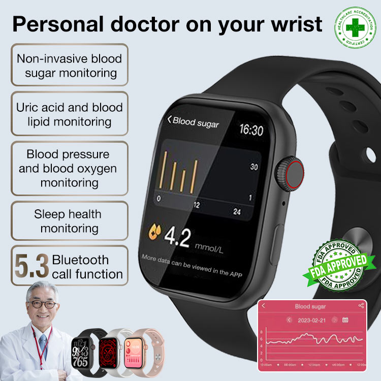 7.7 Super Sale-Smart Painless Blood Glucose Measurement Watch-Stay healthy-measure blood sugar levels, heart rate, sleep quality and other general health